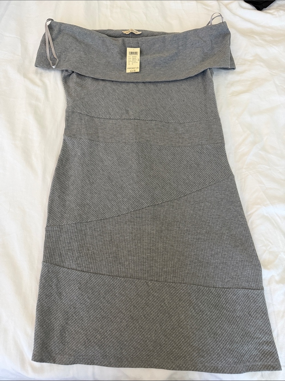 Arden B Gray Strapless Knit Dress